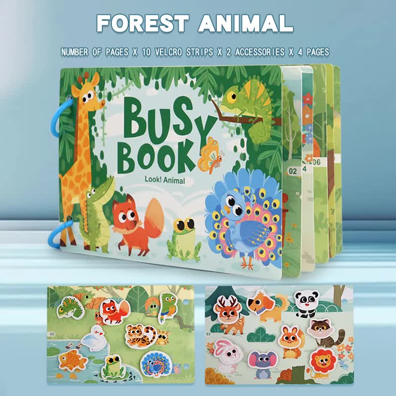 Themed Busy Book Set -Farm, Vehicles, Dinosaurs, Ocean, and Forest (5 Books)