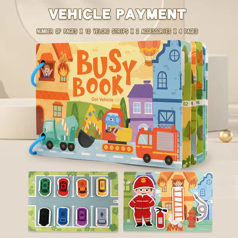 Themed Busy Book Set -Farm, Vehicles, Dinosaurs, Ocean, and Forest (5 Books)