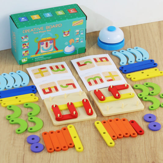 Children's Wooden Two-Player Creative Pegboard Game
