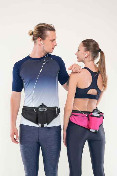 Black Running Waist Pack with Water Bottle Holder