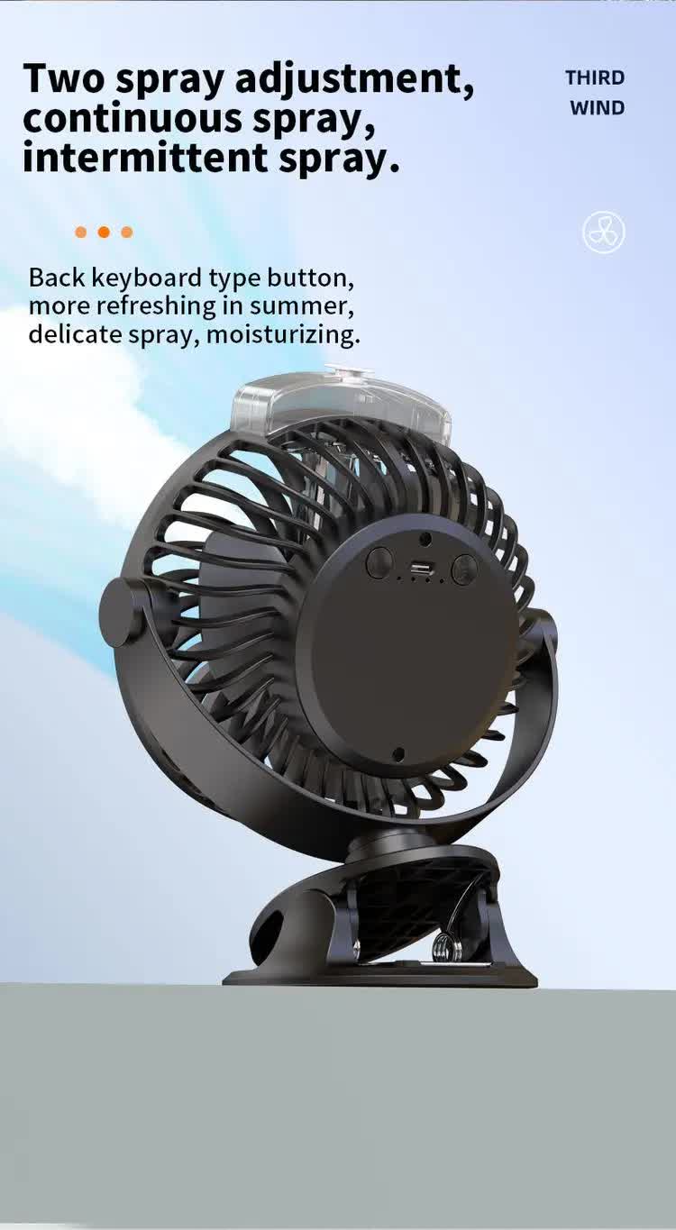 Black Portable Clip-On Mist Fan