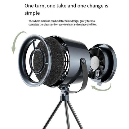 Grey Retro-Style Desktop Air Purifier with Tripod Stand