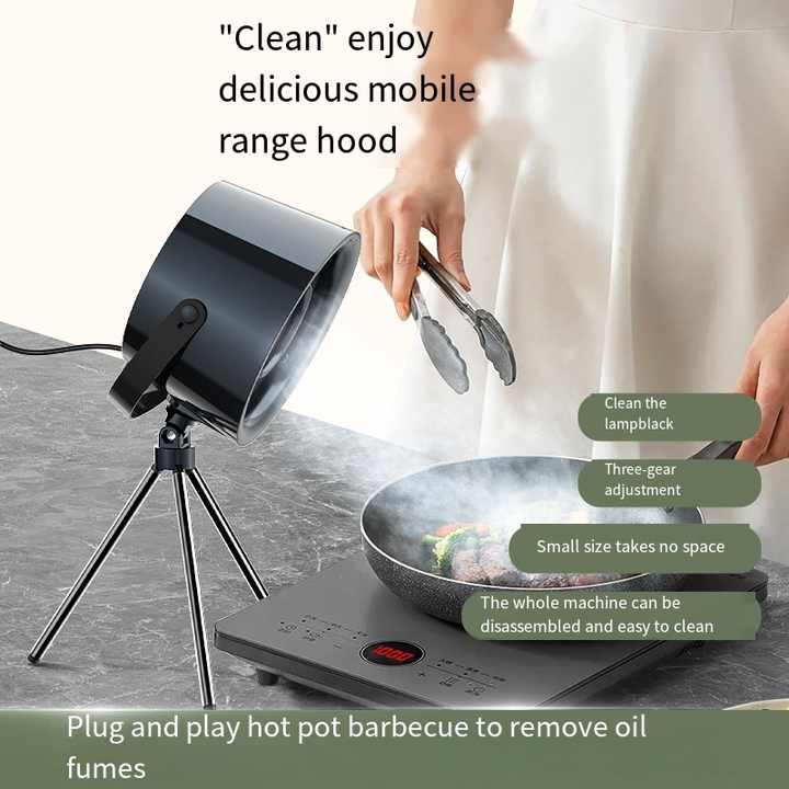 Grey Retro-Style Desktop Air Purifier with Tripod Stand