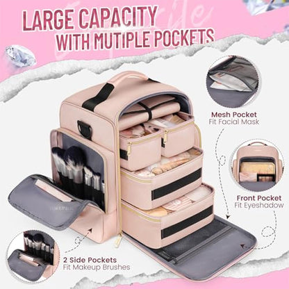 Pink 4-in-1 Travel Cosmetic Organizer Bag