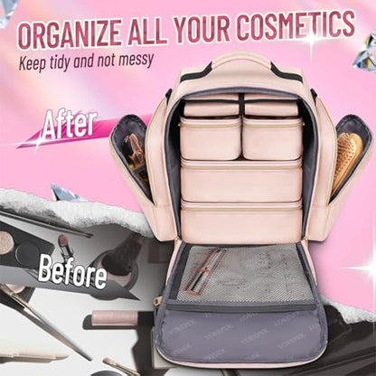 Pink 4-in-1 Travel Cosmetic Organizer Bag