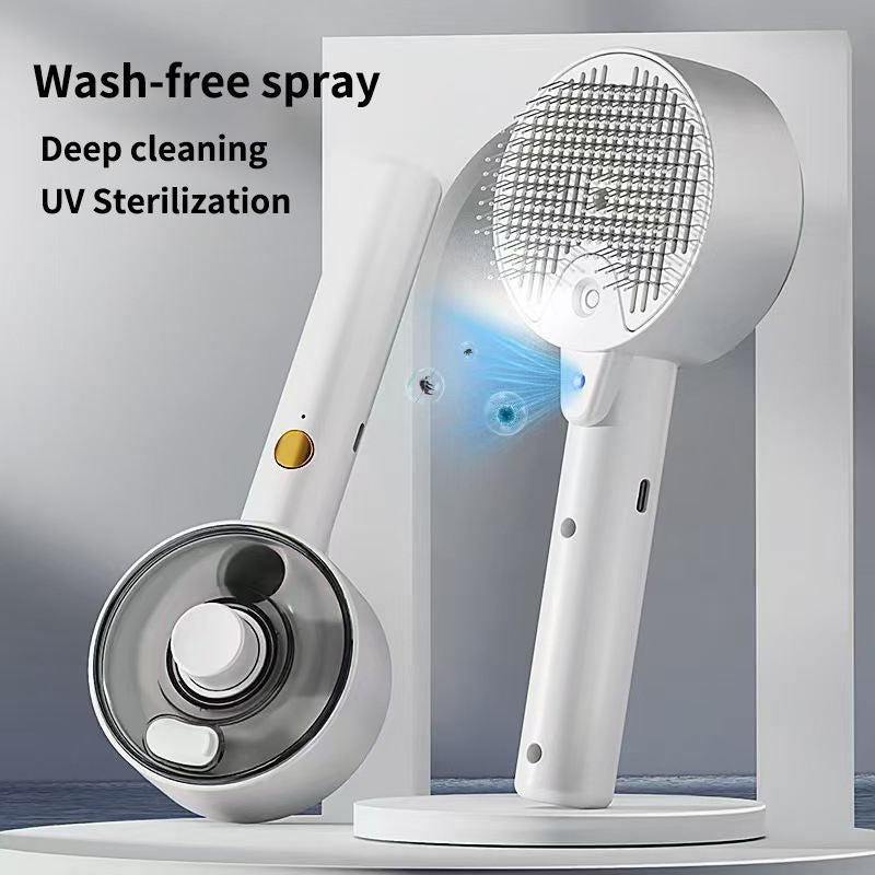 Pink Rechargeable Pet Grooming Brush with UVC Sterilizer