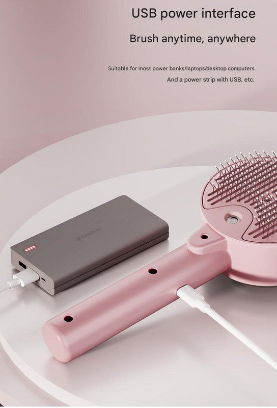 Pink Rechargeable Pet Grooming Brush with UVC Sterilizer