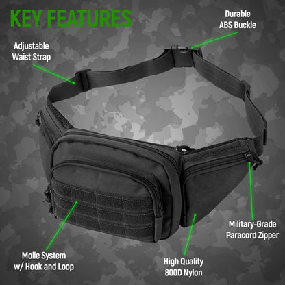 Black Rugged Tactical Waist Pack