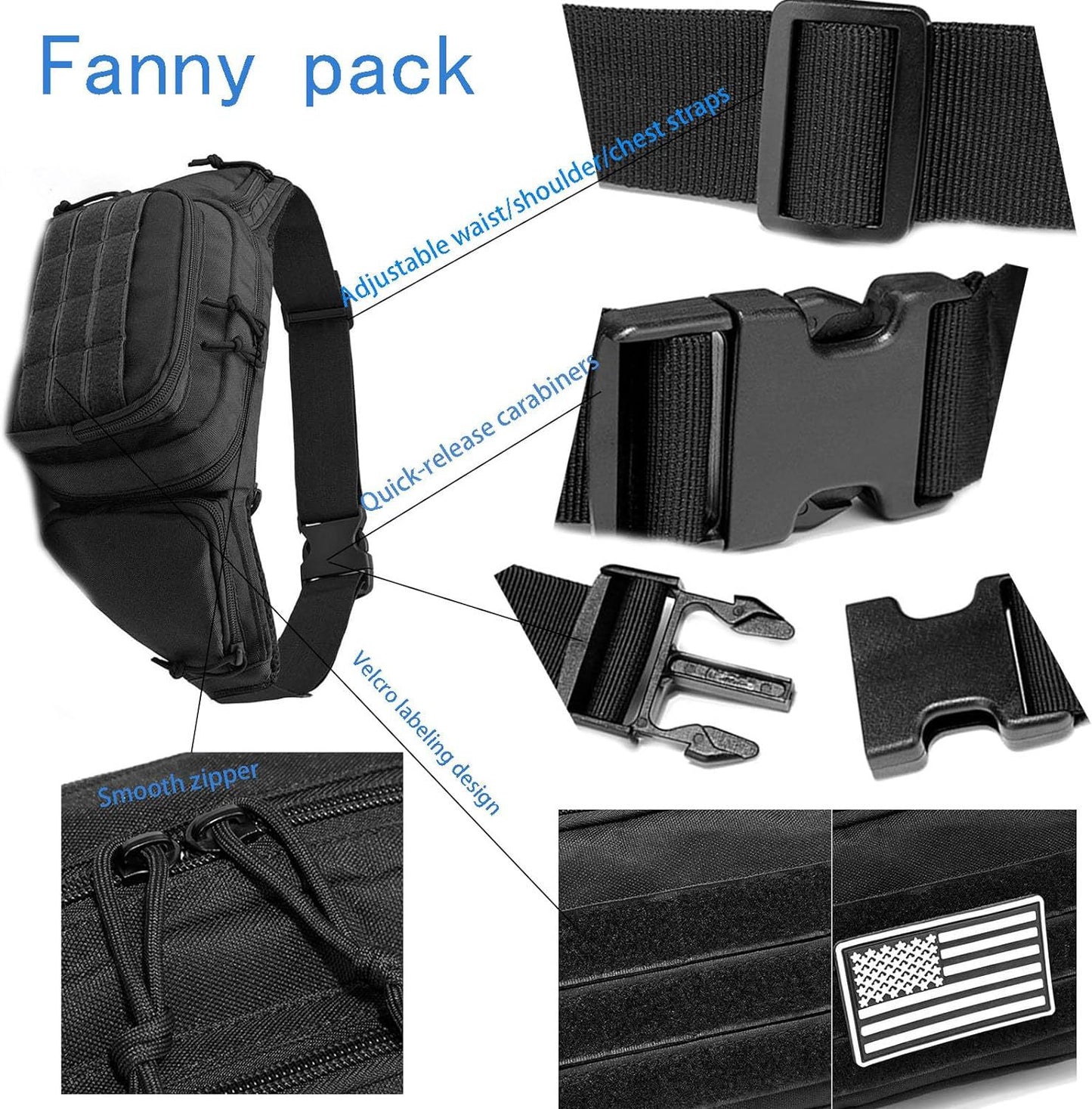 Black Rugged Tactical Waist Pack