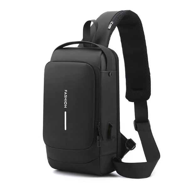 Black Modern Anti-Theft Sling Bag for Men
