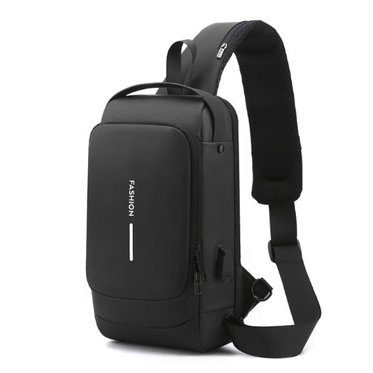 Black Modern Anti-Theft Sling Bag for Men