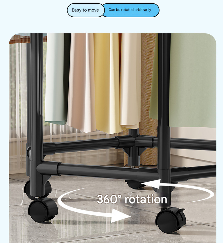 White double layer 360° Rotating Portable Garment Rack