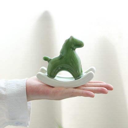 Green Modern Ceramic Rocking Horse Ornament