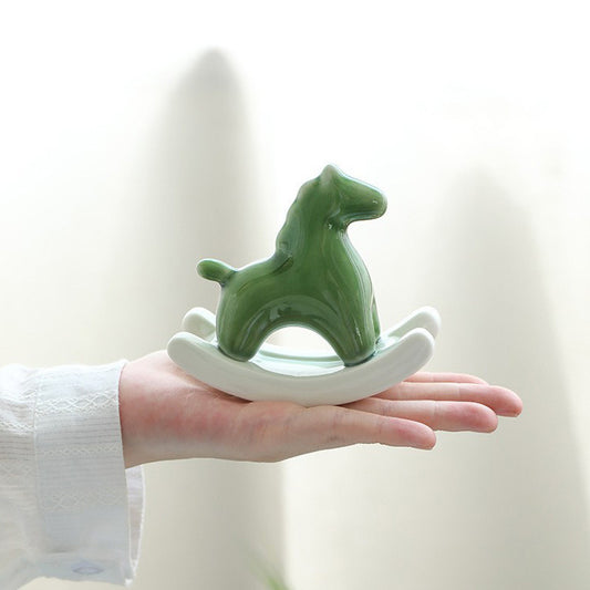 Green Modern Ceramic Rocking Horse Ornament