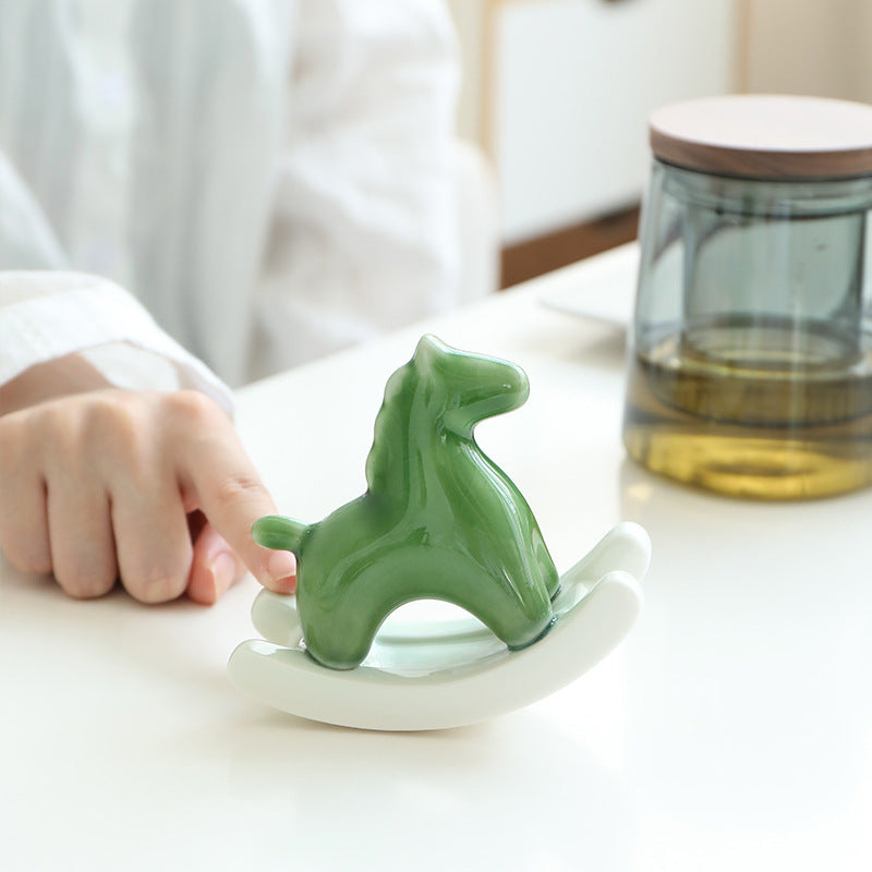 Green Modern Ceramic Rocking Horse Ornament