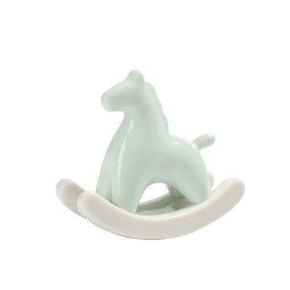 Light Green Modern Ceramic Rocking Horse Ornament