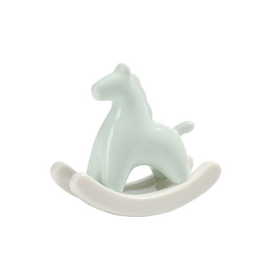 Light Green Modern Ceramic Rocking Horse Ornament