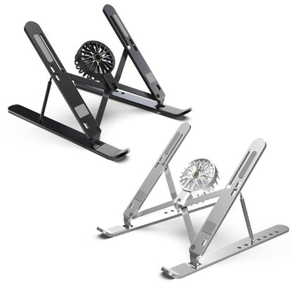 Silver Adjustable Aluminum Laptop Stand with Detachable Cooling Fan