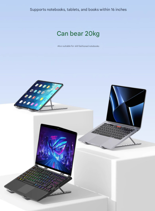 Silver Adjustable Aluminum Laptop Stand with Detachable Cooling Fan