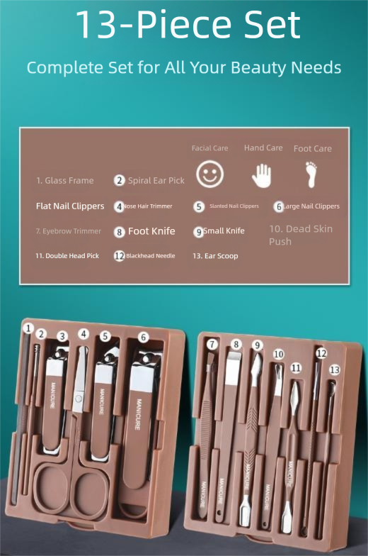 Pink Premium 13-in-1 Manicure & Grooming Kit