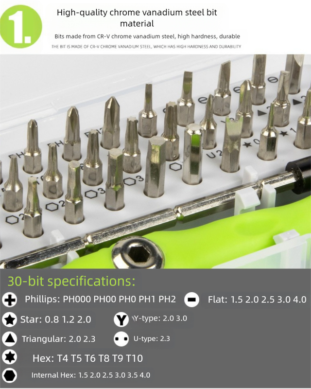 Green 32-in-1 Precision Screwdriver Set