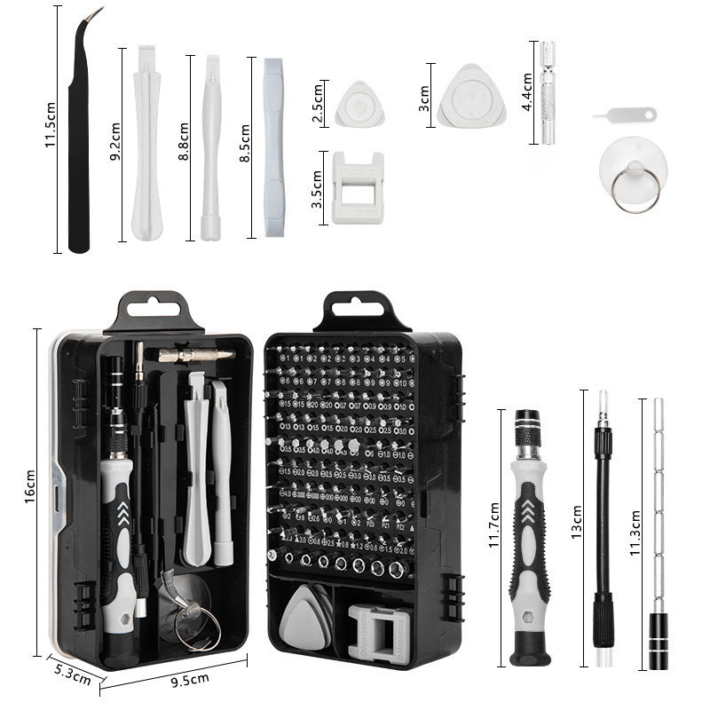 Grey Professional 115-in-1 Precision Screwdriver Set