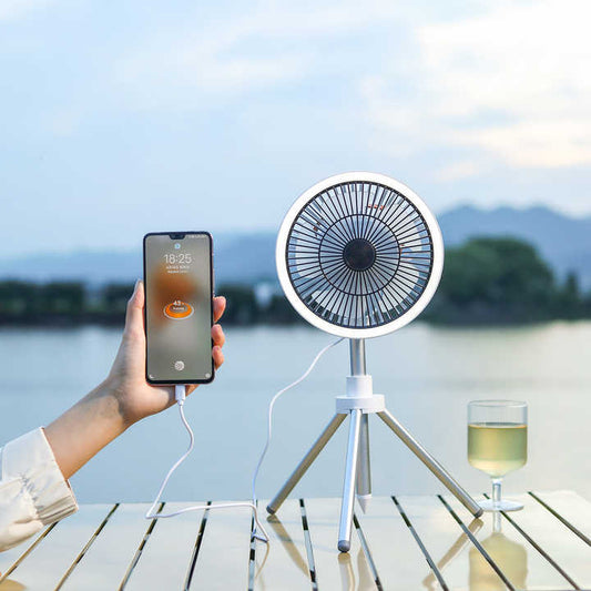 White Portable Outdoor Tripod Fan