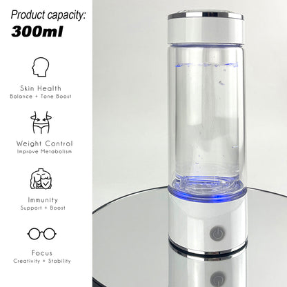 300ml H2 Hydrogen Water Bottle Alkaline Ionizer