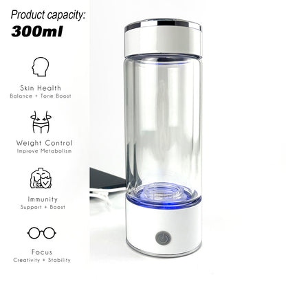 300ml H2 Hydrogen Water Bottle Alkaline Ionizer