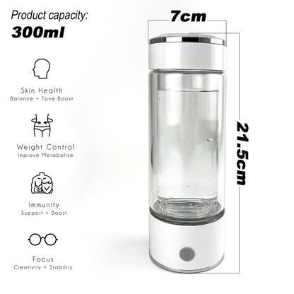 300ml H2 Hydrogen Water Bottle Alkaline Ionizer