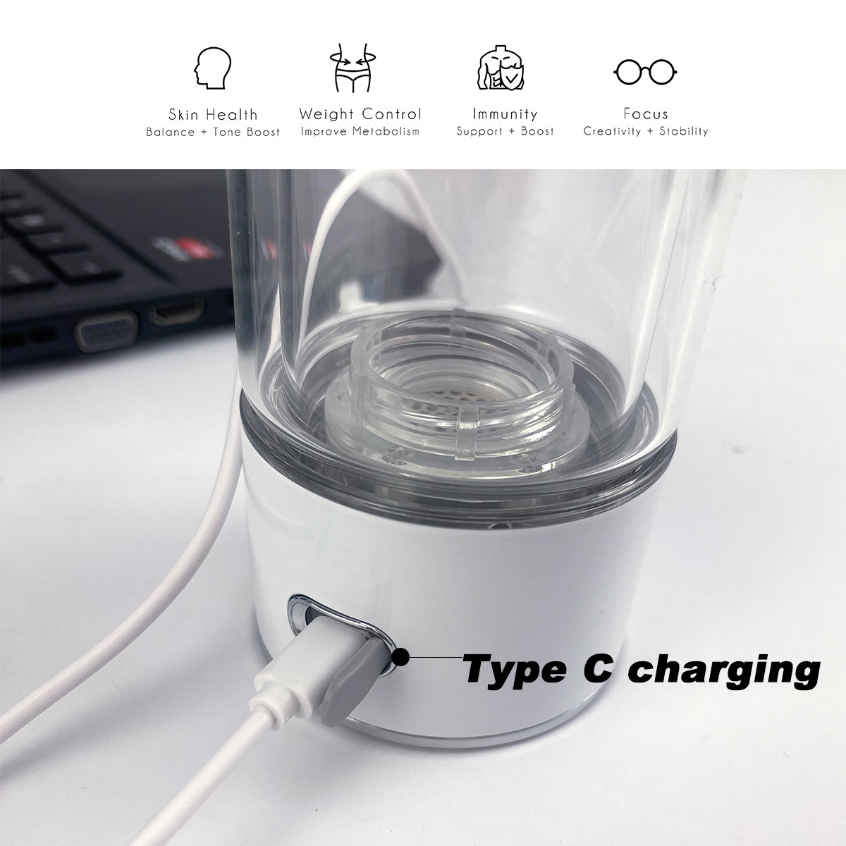 300ml H2 Hydrogen Water Bottle Alkaline Ionizer