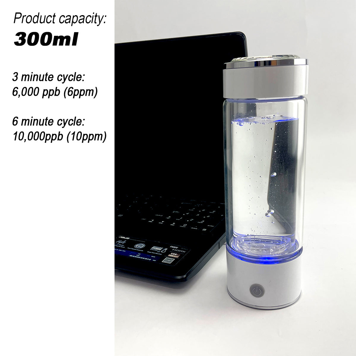 300ml H2 Hydrogen Water Bottle Alkaline Ionizer