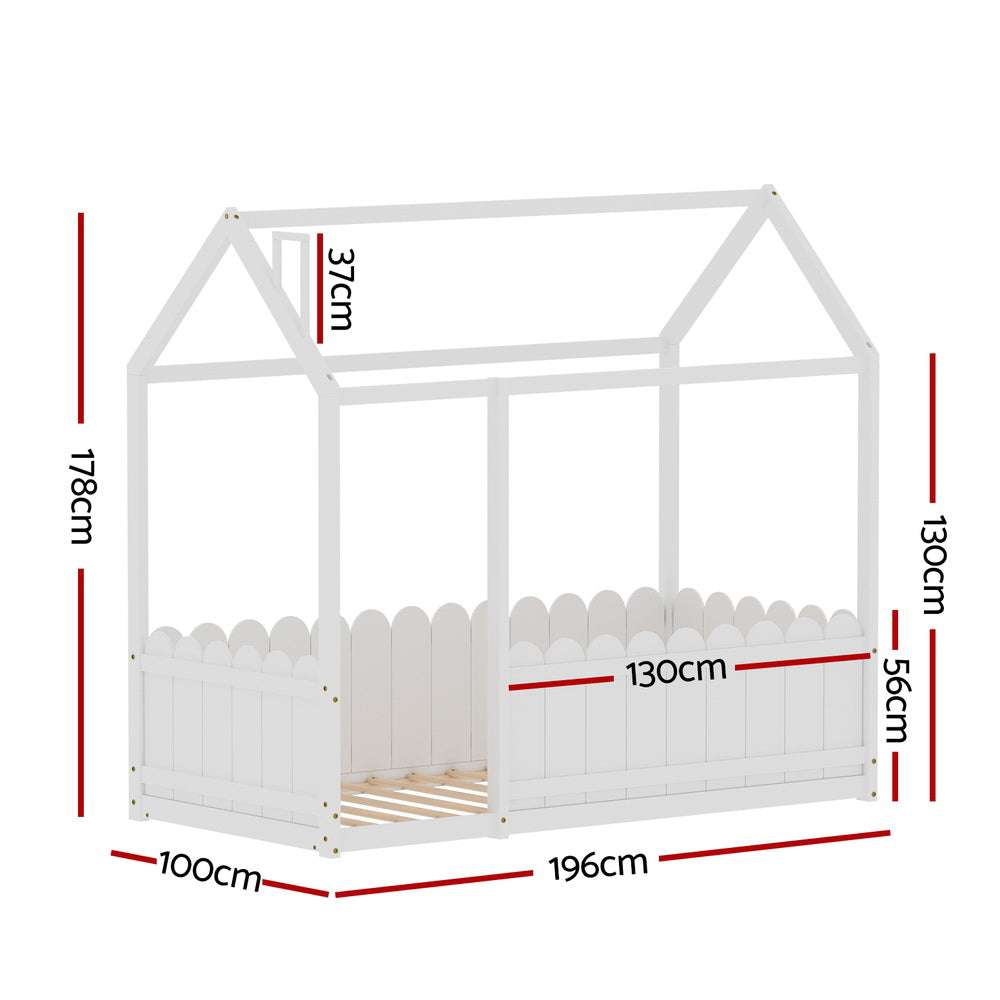 White Artiss Kids Bed Wooden Frame