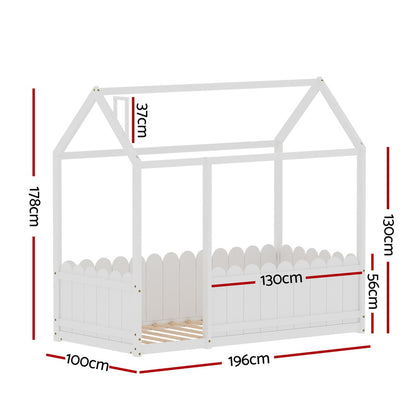 White Artiss Kids Bed Wooden Frame