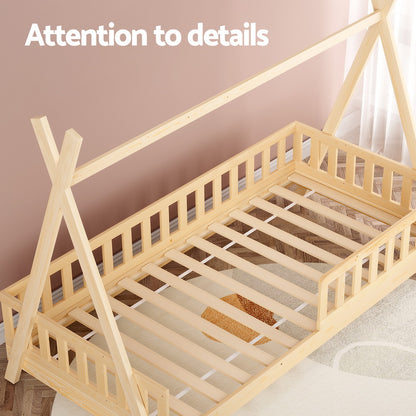 Artiss Kids Bed Frame - Oak PUAH