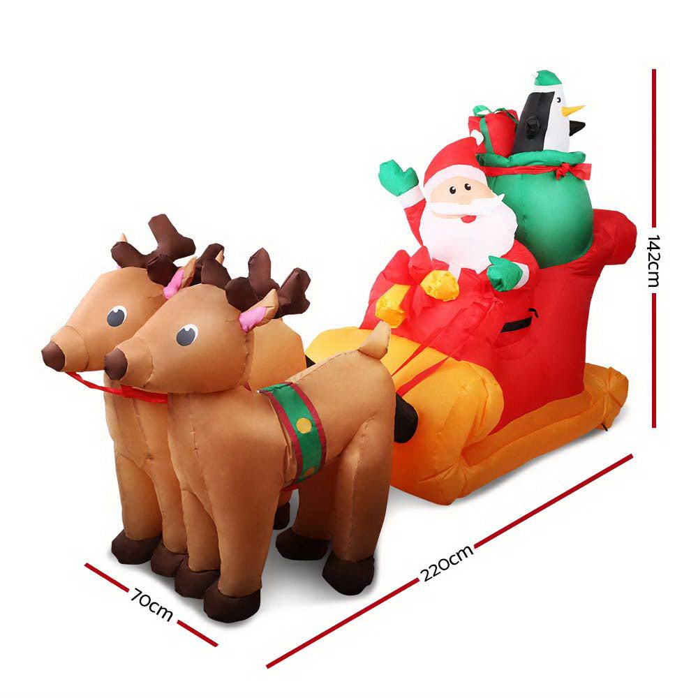 Jingle Jollys Christmas Inflatable Santa Sleigh 2.2M